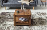 FineBuy Couchtisch Massivholz 60x60 cm mit Ablage Quadratischer Wohnzimmertisch – Ansicht 3