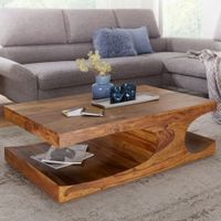 FineBuy Couchtisch Massivholz 120 cm mit Ablage · Rechteckig Wohnzimmertisch – Ansicht 1