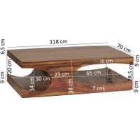 FineBuy Couchtisch Massivholz 120 cm mit Ablage · Rechteckig Wohnzimmertisch – Ansicht 2