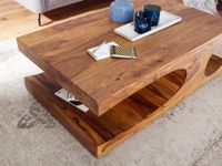 FineBuy Couchtisch Massivholz 120 cm mit Ablage · Rechteckig Wohnzimmertisch – Ansicht 3
