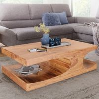FineBuy Couchtisch Massivholz 120 cm mit Ablage · Rechteckig Wohnzimmertisch – Ansicht 1