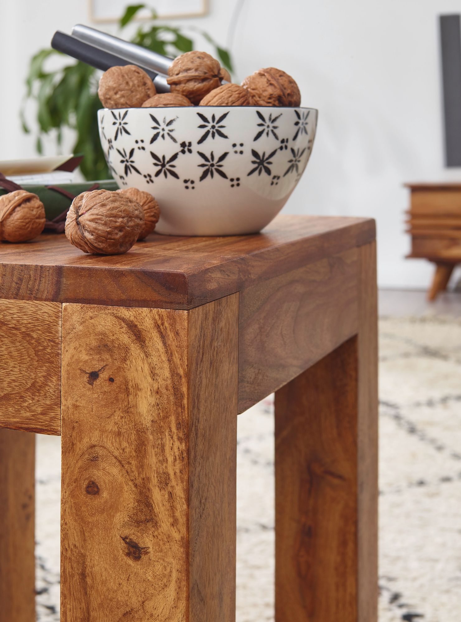 FineBuy Beistelltisch Massivholz 35x35cm Wohnzimmertisch Landhausstil Couchtisch – Ansicht 5