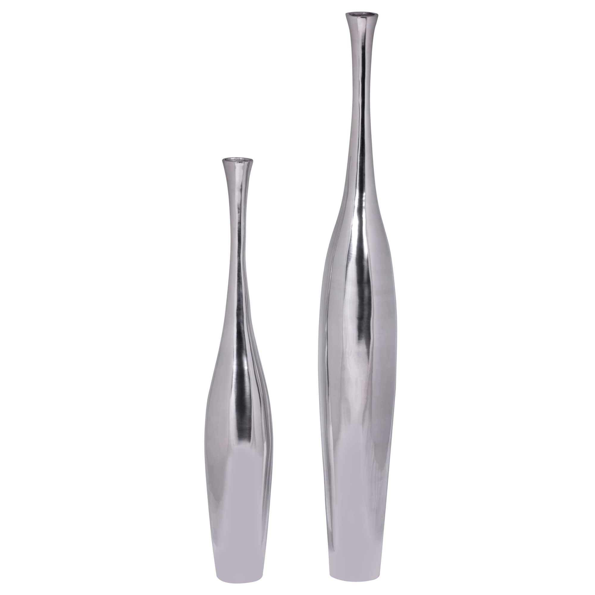 FineBuy Deko-Vase Design Aluminium-Dekoration Wohndeko modern Blumenvase Farbe silber Tischdeko Designvase Tischvase | Farbe: Silber