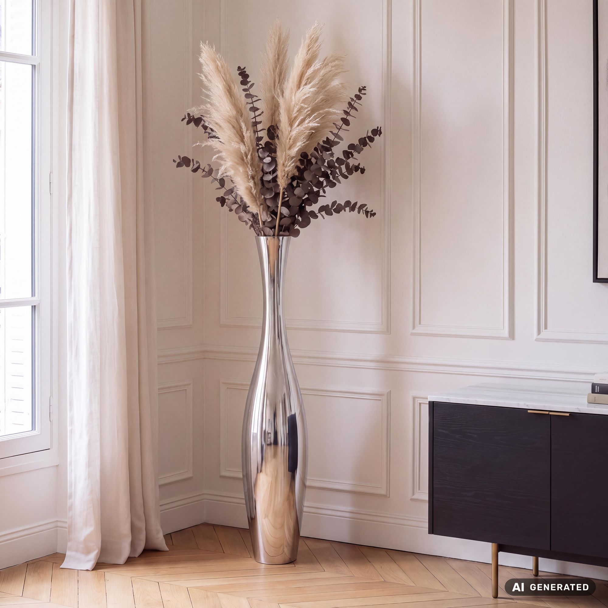 Finebuy Deko-Vase Aluminium Blumenvase Alu-Dekoration Wohndeko Farbe silber – Ansicht 1