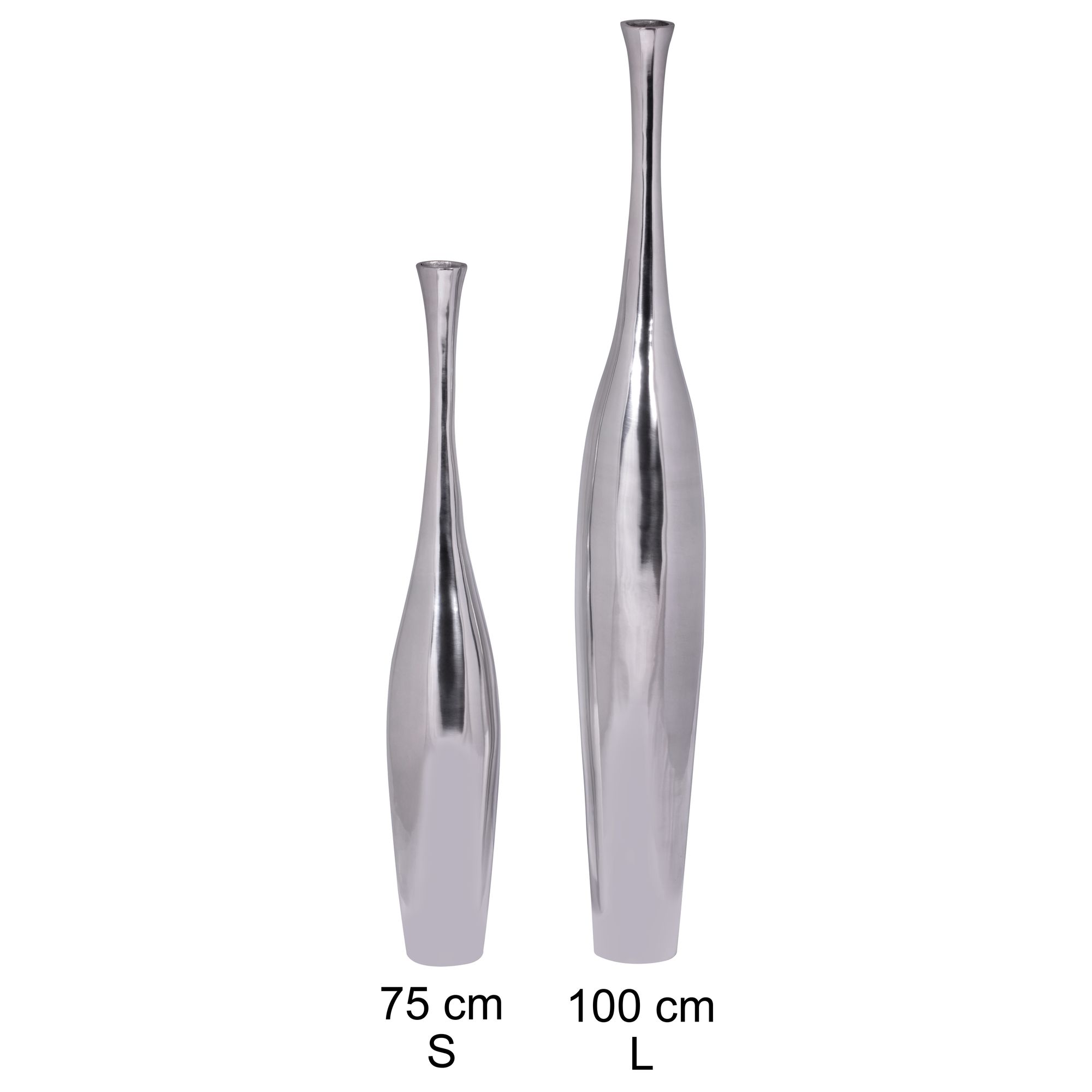FineBuy Deko-Vase Design Aluminium-Dekoration Wohndeko modern Blumenvase Farbe silber Tischdeko Designvase Tischvase | Farbe: Silber