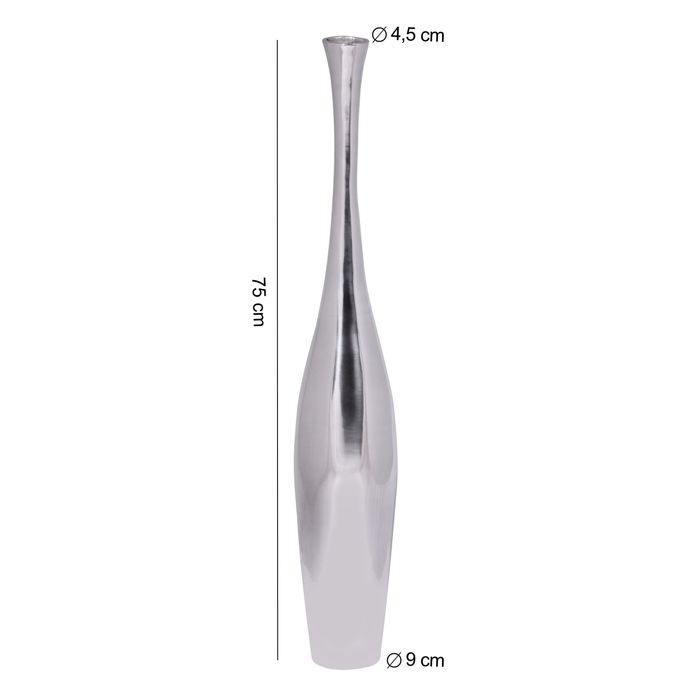 FineBuy Deko-Vase Design Aluminium-Dekoration Wohndeko modern Blumenvase Farbe silber Tischdeko Designvase Tischvase 6244