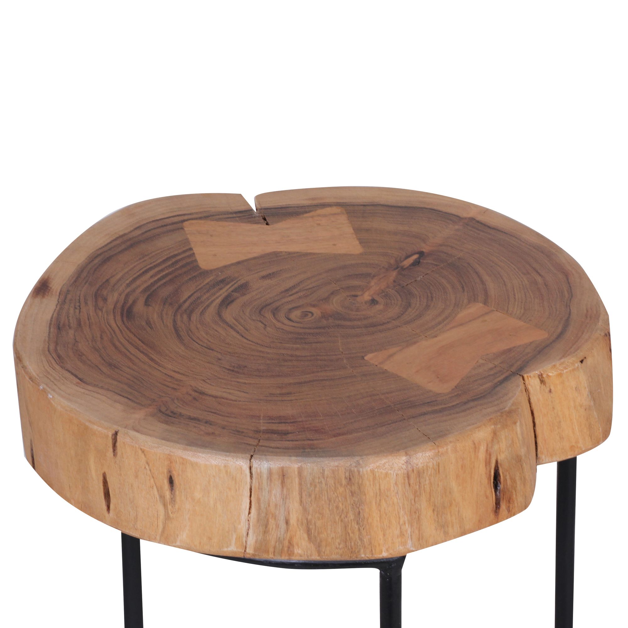 FineBuy Beistelltisch Massiv Wohnzimmertisch Holz Baumstamm Tisch Echt-Holz – Ansicht 5