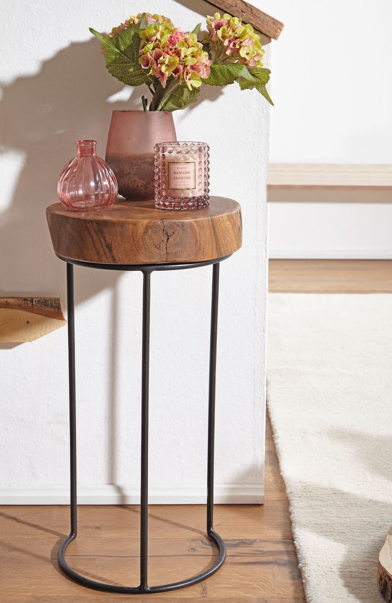 FineBuy Beistelltisch Massiv Wohnzimmertisch Holz Baumstamm Tisch Echt-Holz – Ansicht 4