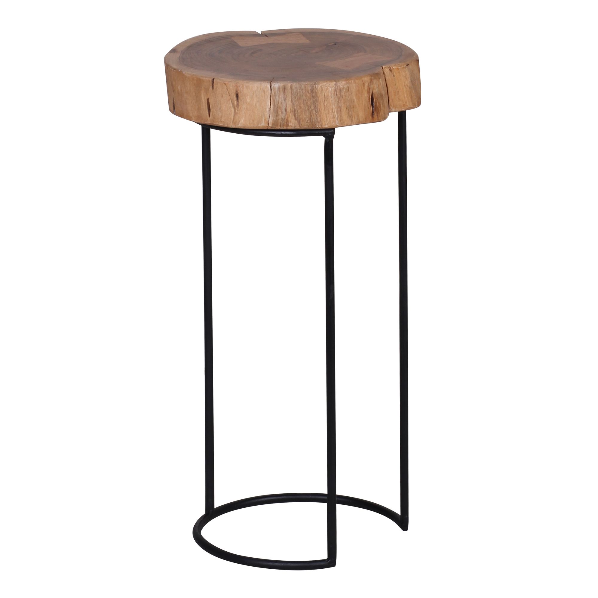 Beistelltisch Baumstamm mit Metallgestell, hoch