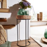 FineBuy Beistelltisch Massiv Wohnzimmertisch Holz Baumstamm Tisch Echt-Holz – Ansicht 1