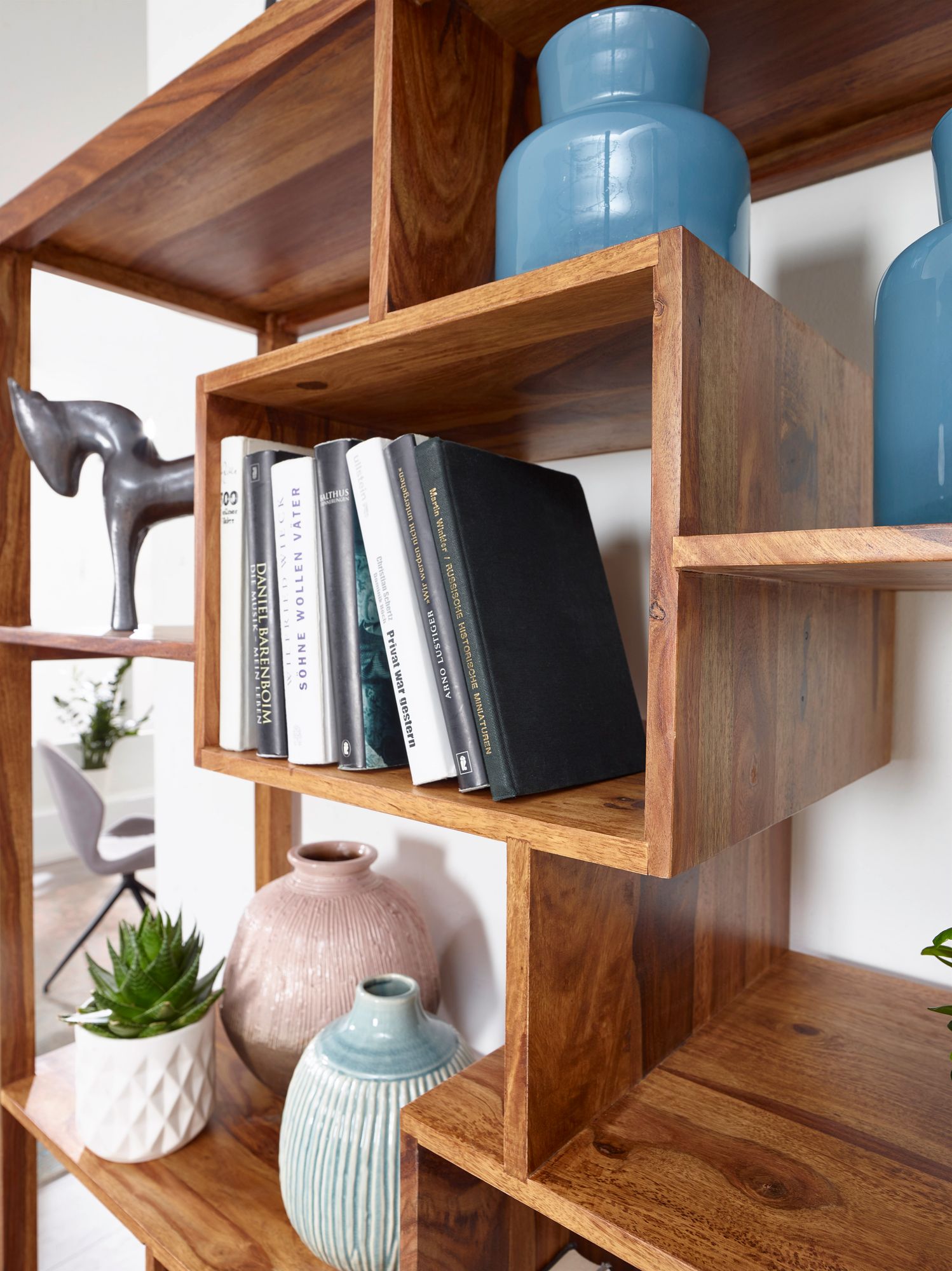 FineBuy Bücherregal Massiv Sheesham 180 cm Massivholz XXL Regal Raumteiler – Ansicht 5