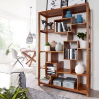 FineBuy Bücherregal Massiv Sheesham 180 cm Massivholz XXL Regal Raumteiler – Ansicht 1