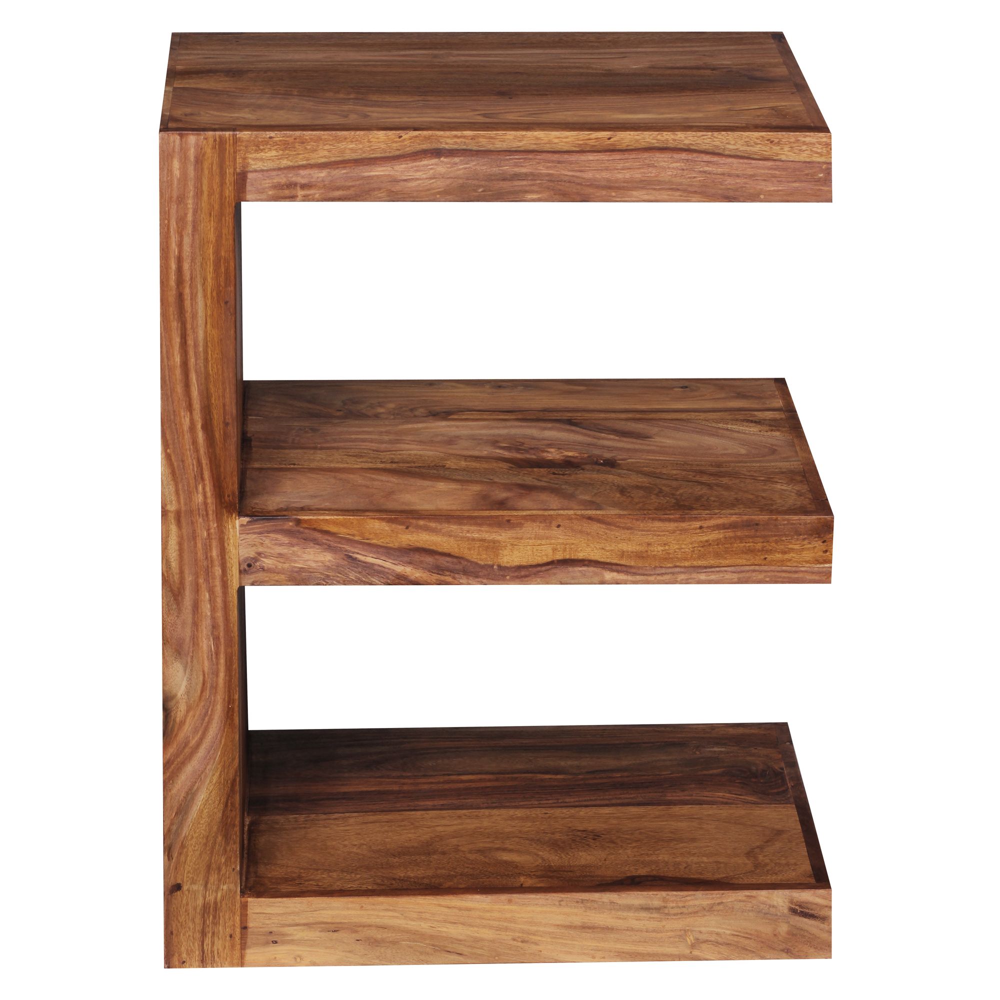 FineBuy Massivholz Beistelltisch E- Cube Ablage Stand Bücher Regal 44x60x30 – Ansicht 6