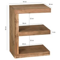 FineBuy Massivholz Beistelltisch E- Cube Ablage Stand Bücher Regal 44x60x30 – Ansicht 2