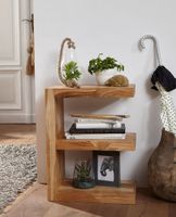 FineBuy Massivholz Beistelltisch E- Cube Ablage Stand Bücher Regal 44x60x30 – Ansicht 3