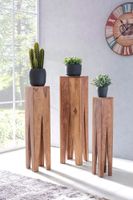 Satztisch FineBuy Massivholz Blumentisch 3er Set Säulentisch Dekosäule Eckig – Ansicht 3