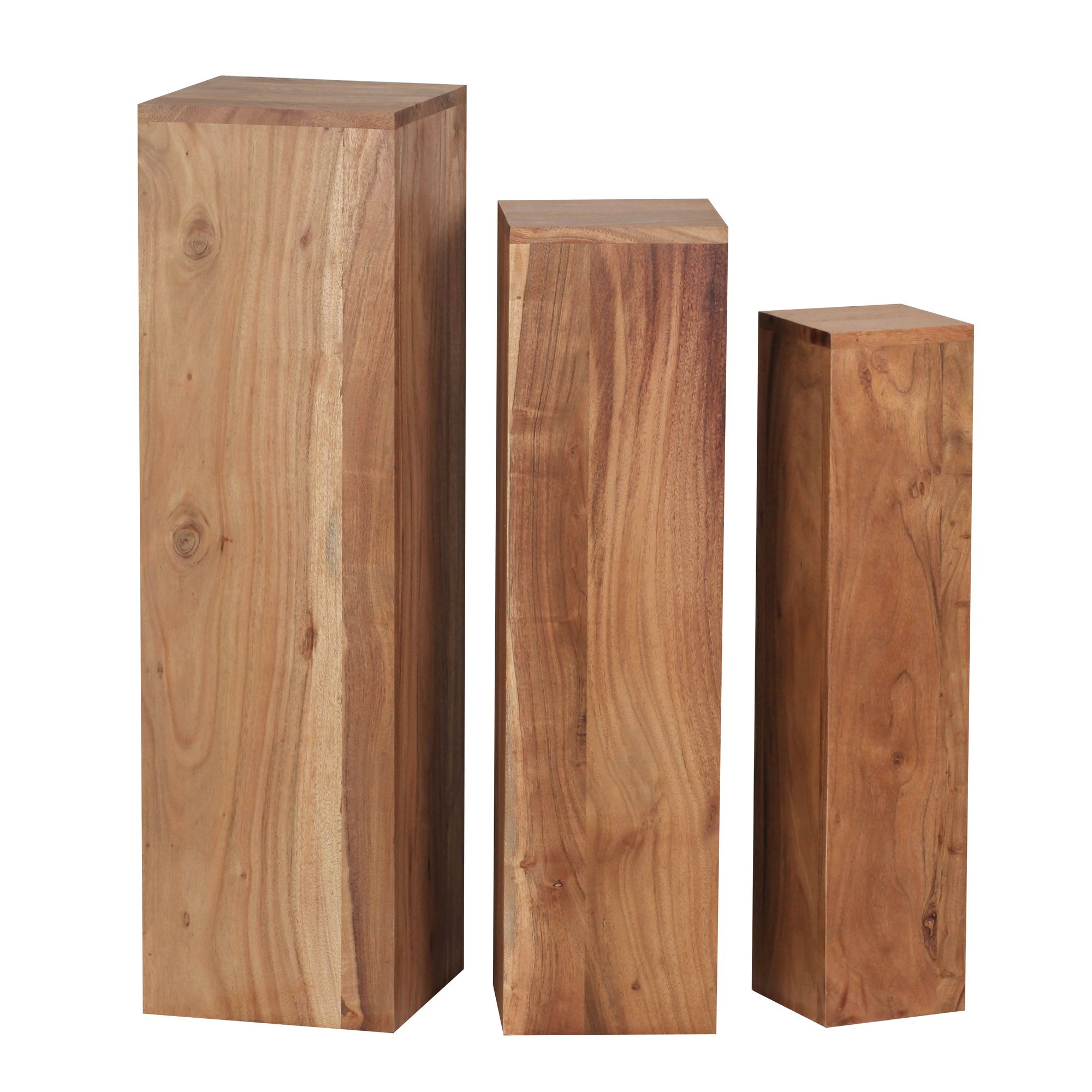 Satztisch FineBuy Massivholz Blumentisch 3er Set Säulentisch Dekosäule Eckig – Ansicht 5