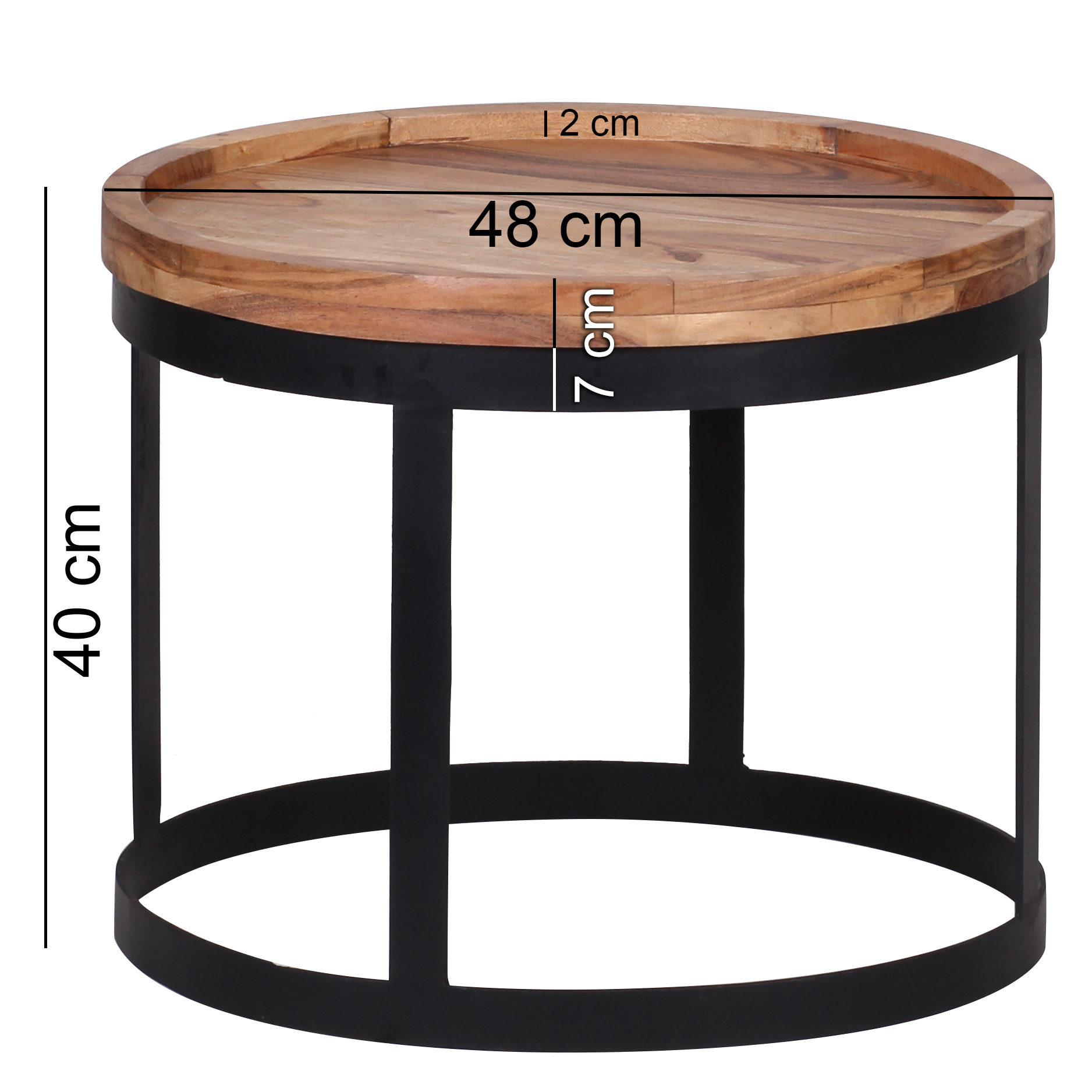 Couchtisch 2er Set Massivholz Wohnzimmertisch Industrial Design Metallgestell – Ansicht 3