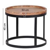 Couchtisch 2er Set Massivholz Wohnzimmertisch Industrial Design Metallgestell – Ansicht 2