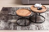 Couchtisch 2er Set Massivholz Wohnzimmertisch Industrial Design Metallgestell – Ansicht 6