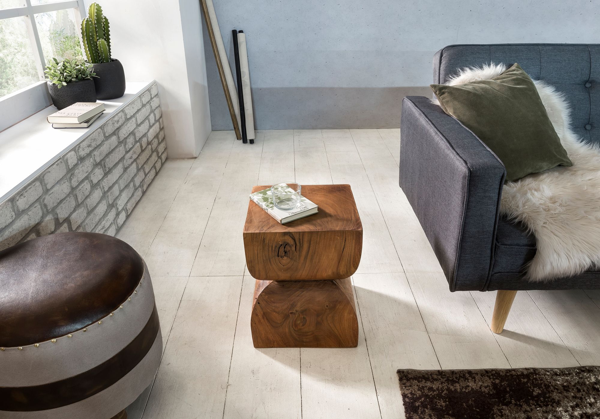 FineBuy Beistelltisch Braun Holztisch Rustikaler Deko-Tisch Anstelltisch Klein – Ansicht 4