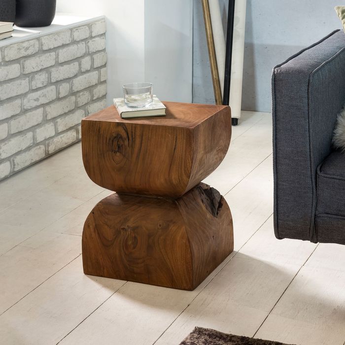 FineBuy Beistelltisch FB43540 Sheesham Vollholz 30x45x30cm Rustikaler Deko-Tisch, Blumentisch Holztisch Klein, Sofa Anstelltisch Braun| Kleiner Echtholz Tisch, Ablagetisch Wohnzimmertischchen 4250950234475