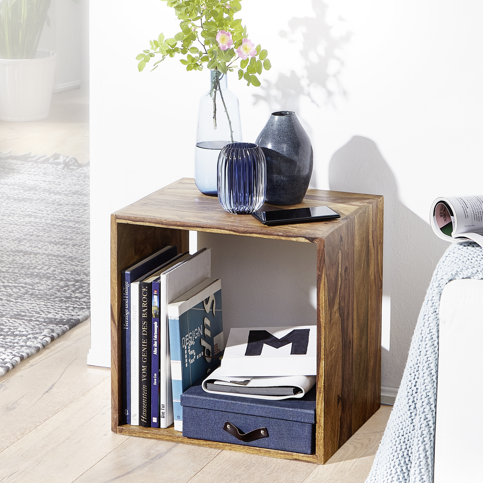 Cube Massivholz Regal Beistelltisch Tisch Holzcube Würfelregal Couchtisch – Ansicht 1