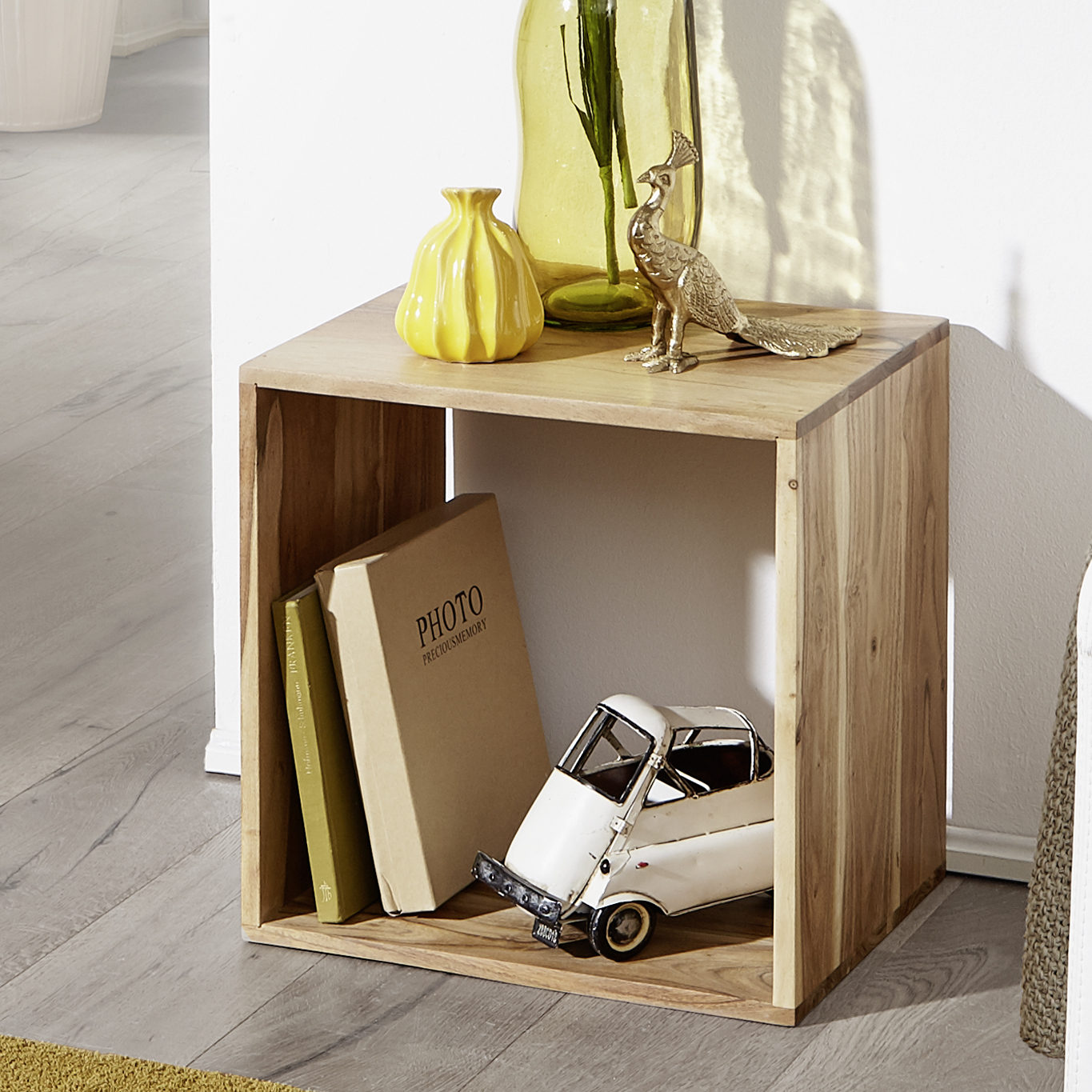 Cube Massivholz Regal Beistelltisch Tisch Holzcube Würfelregal Couchtisch – Ansicht 1