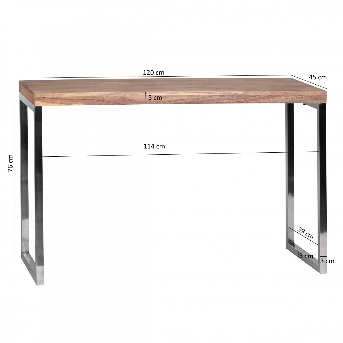 Konsolentisch Holz Massiv 120 x 45 Wandtisch Konsole Computertisch Schreibtisch – Ansicht 2