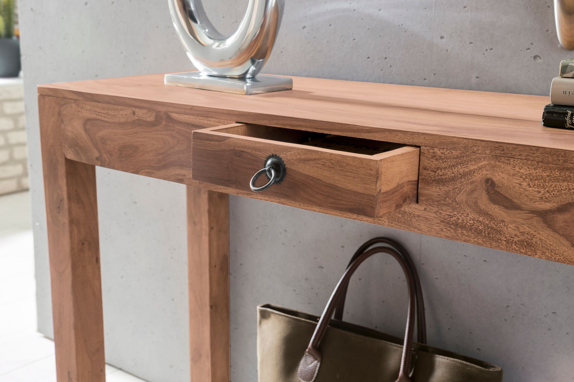 Konsolentisch Holz Massiv Wandtisch Konsole Anrichte 1 Schublade Schreibtisch – Ansicht 5