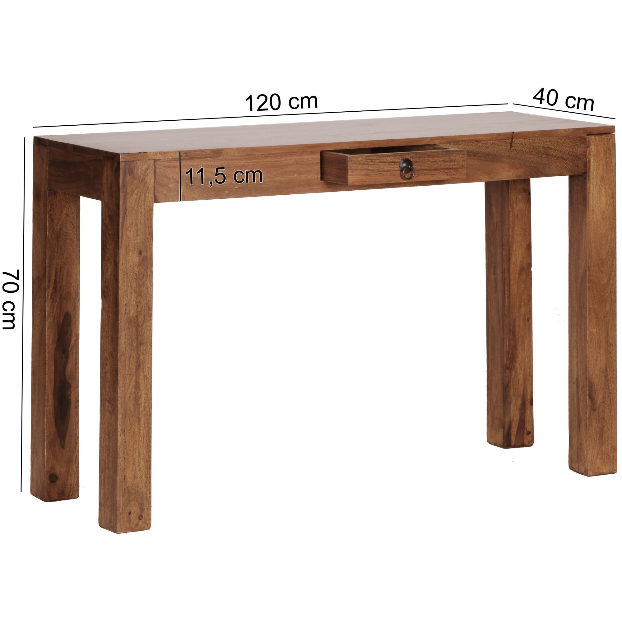 Konsolentisch Holz Massiv Wandtisch Konsole Anrichte 1 Schublade Schreibtisch – Ansicht 3
