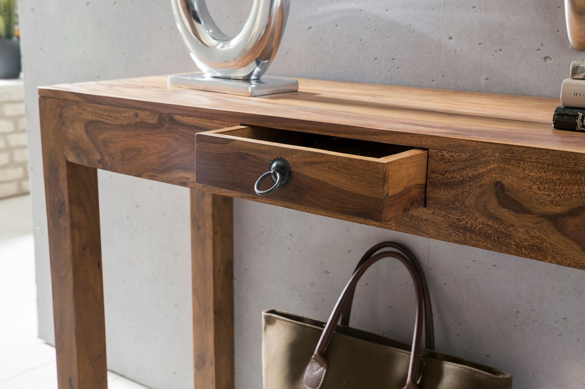 Konsolentisch Holz Massiv Wandtisch Konsole Anrichte 1 Schublade Schreibtisch – Ansicht 5