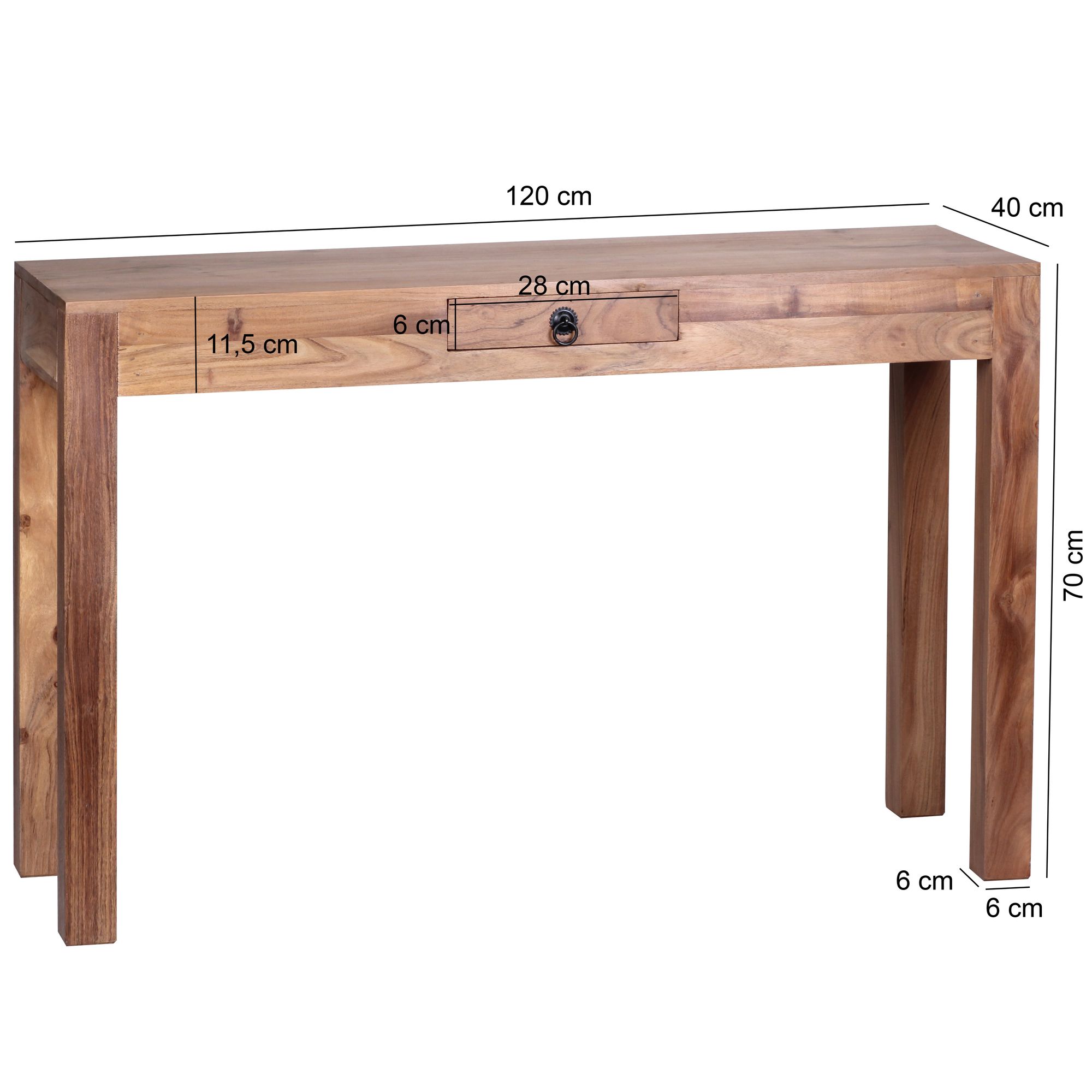 Konsolentisch Holz Massiv Wandtisch Konsole Anrichte 1 Schublade Schreibtisch – Ansicht 3