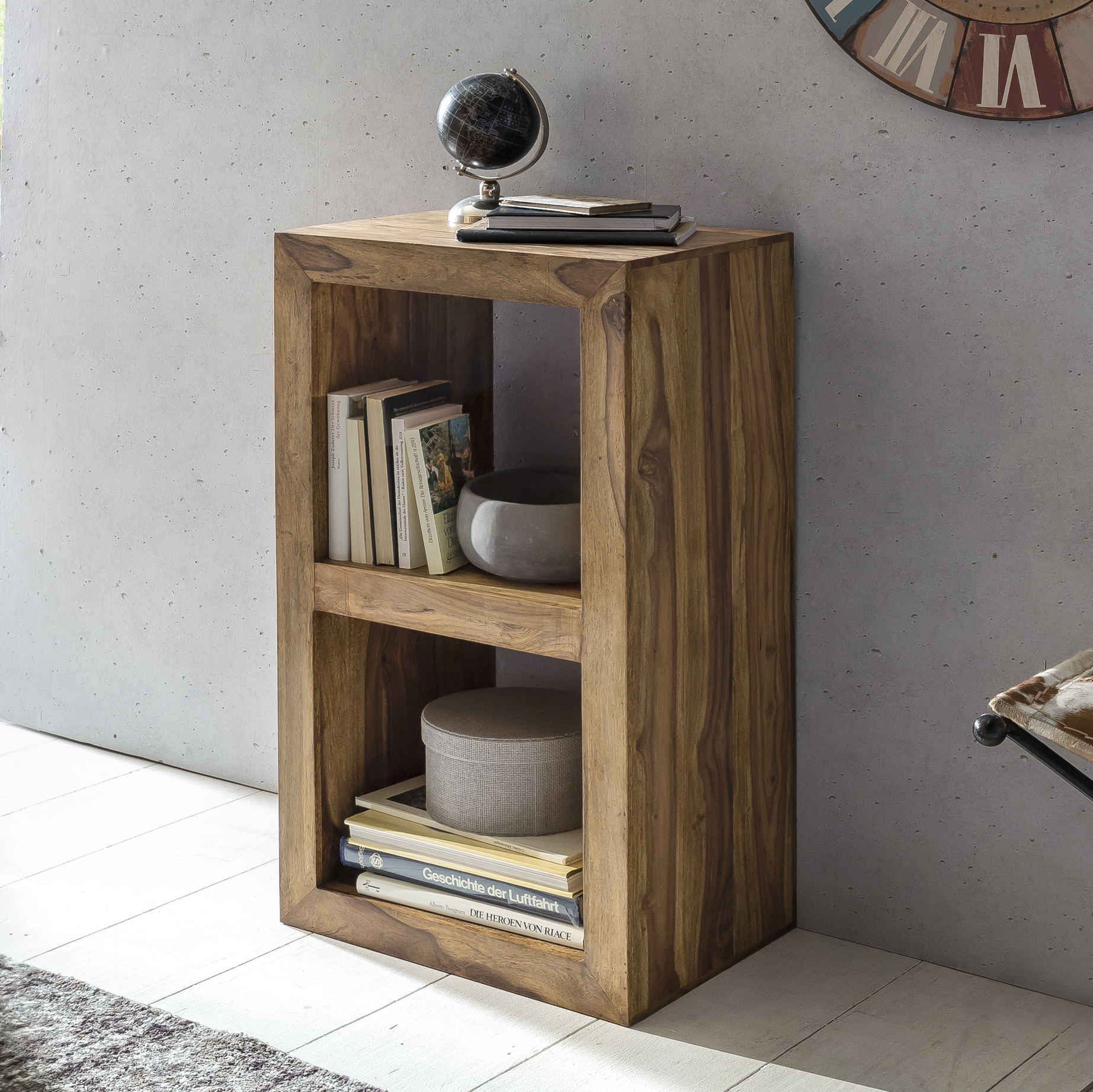 FineBuy Standregal Massivholz 88cm Holzregal Naturprodukt Beistelltisch Landhaus – Ansicht 1