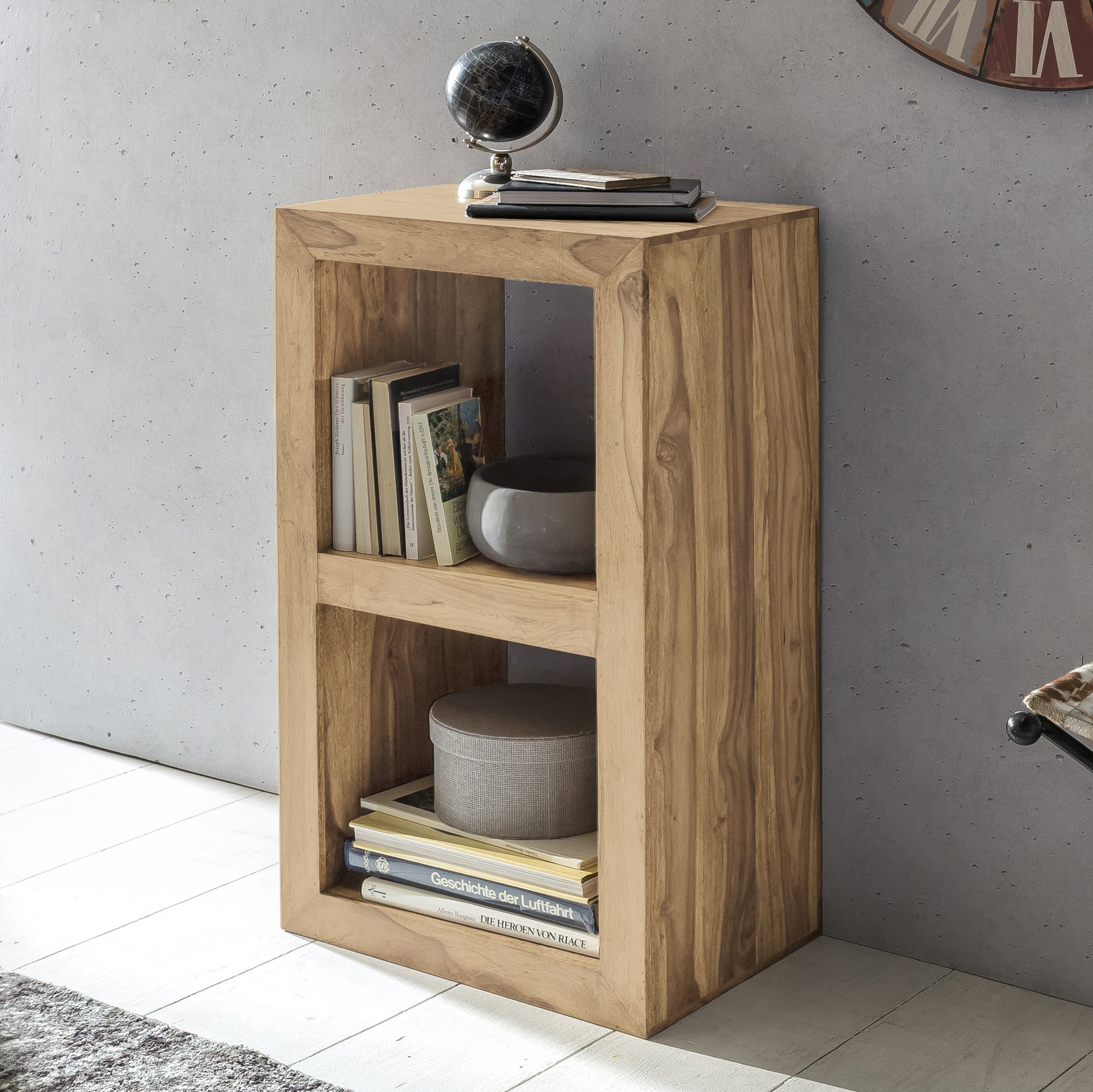 FineBuy Standregal Massivholz 88cm Holzregal Naturprodukt Beistelltisch Landhaus – Ansicht 1