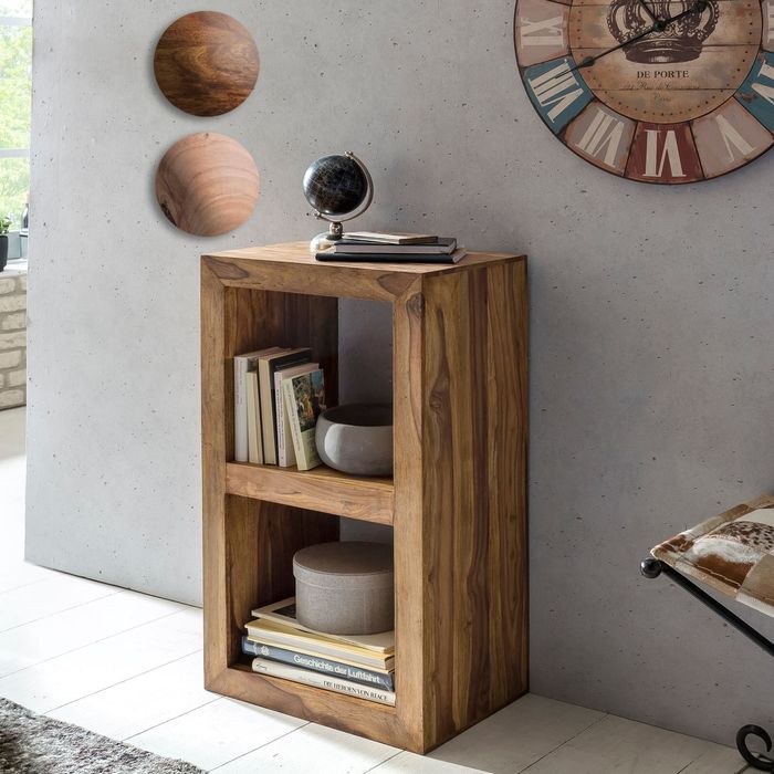 FineBuy Standregal Massivholz 88cm hoch 2 Böden Design Holzregal Naturprodukt Beistelltisch Landhaus Farbe wählbar 6290