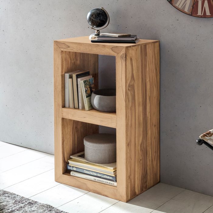 FineBuy Standregal Massivholz 88cm Holzregal Naturprodukt Beistelltisch Landhaus