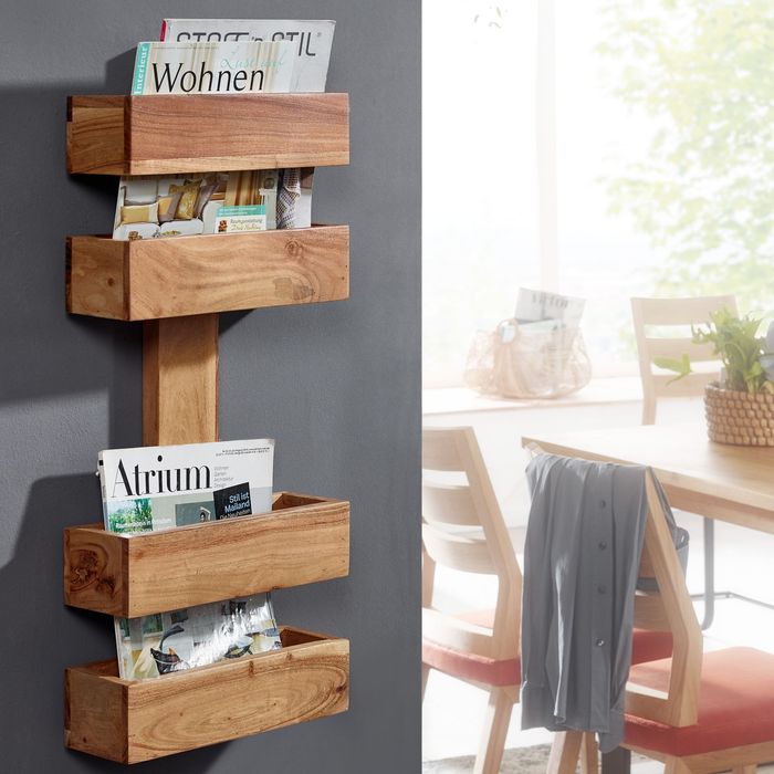 FineBuy Zeitungsständer Massivholz Zeitschriftenständer Prospekthalter Landhaus
