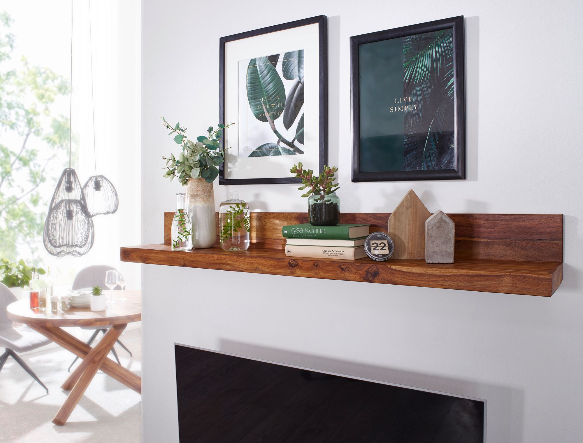 FineBuy Wandregal Massivholz Regal Landhausstil Holzregal Wandboard – Ansicht 2