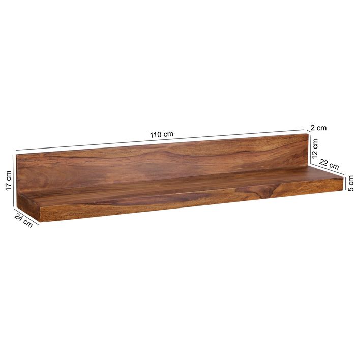 FineBuy Wandregal Massivholz Regal Landhausstil Holzregal Wandboard – Maßzeichnung