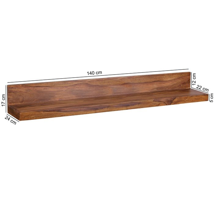FineBuy Wandregal Massivholz Regal Landhausstil Holzregal Wandboard – Maßzeichnung
