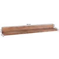 FineBuy Wandregal Massivholz Akazie Holzregal Landhausstil Wandboard Hängeregal – Ansicht 3