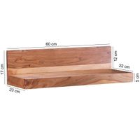 FineBuy Wandregal Massivholz Akazie Holzregal Landhausstil Wandboard Hängeregal – Ansicht 3