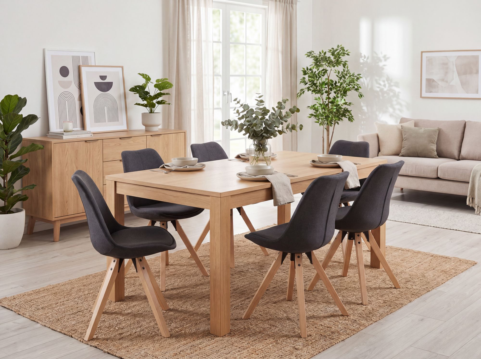 FineBuy 2er Set Esszimmerstühle Retro Stuhl Küchenstühle Stoff Stühle – Ansicht 2