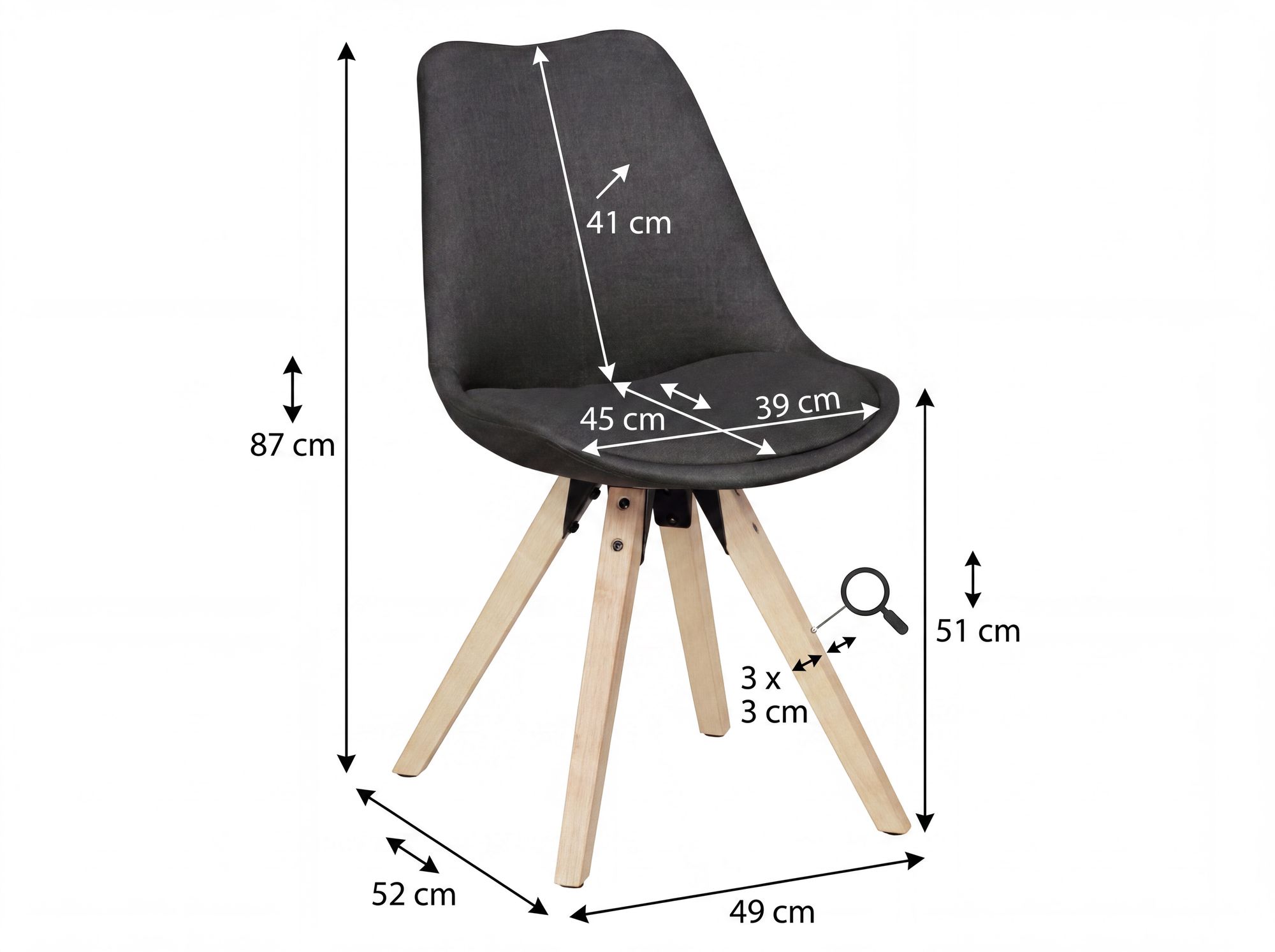 FineBuy 2er Set Esszimmerstühle Retro Stuhl Küchenstühle Stoff Stühle – Ansicht 3