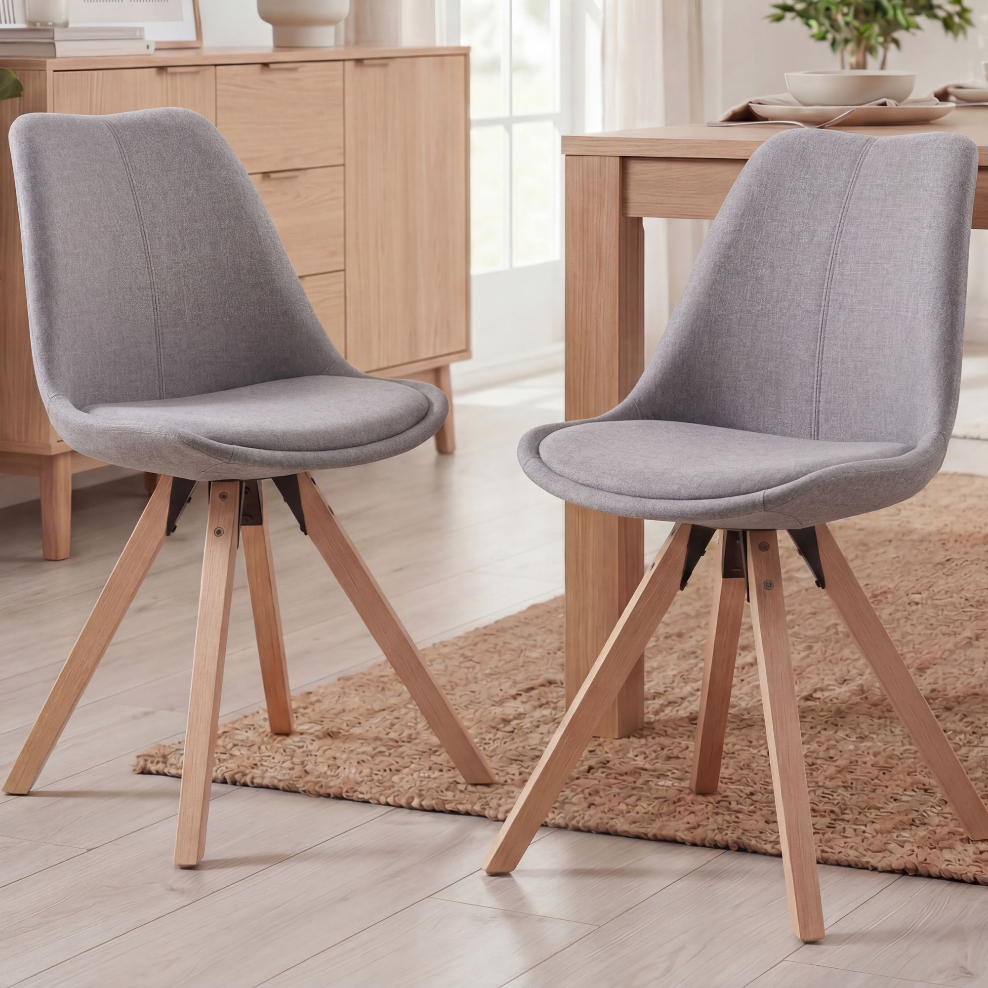 FineBuy 2er Set Esszimmerstühle Retro Stuhl Küchenstühle Stoff Stühle – Ansicht 1
