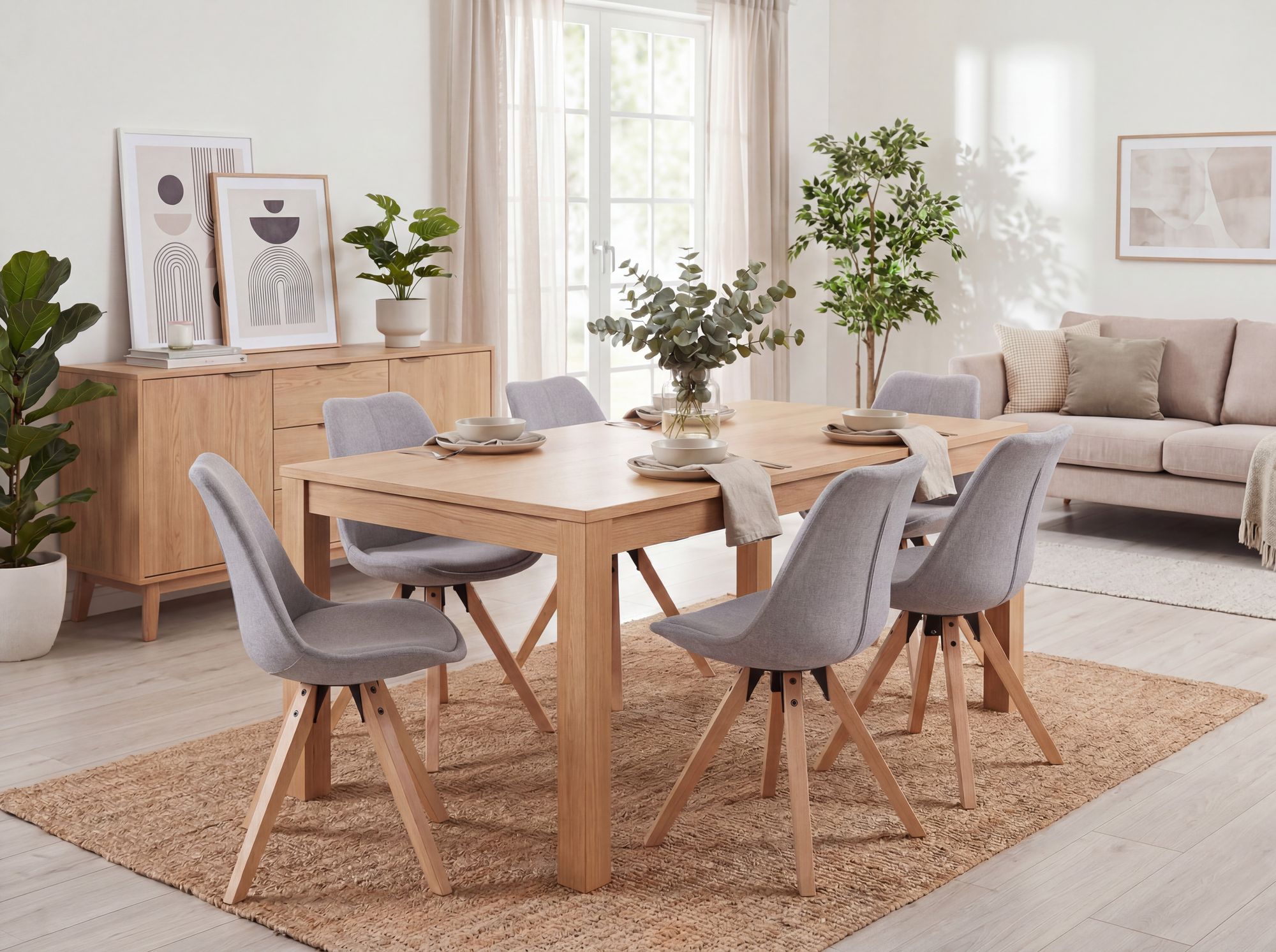 FineBuy 2er Set Esszimmerstühle Retro Stuhl Küchenstühle Stoff Stühle – Ansicht 2