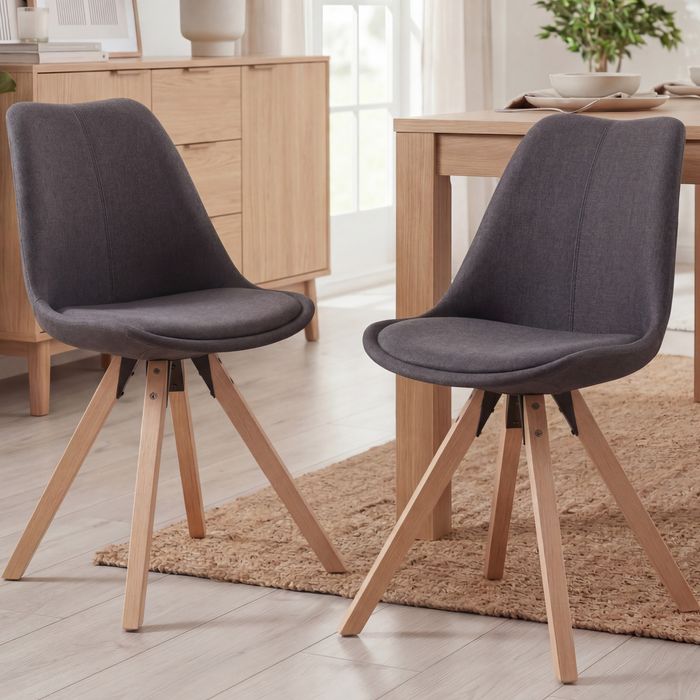 FineBuy 2er Set Esszimmerstühle Retro Stuhl Küchenstühle Stoff Stühle