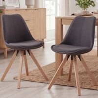 FineBuy 2er Set Esszimmerstühle Retro Stuhl Küchenstühle Stoff Stühle – Ansicht 1