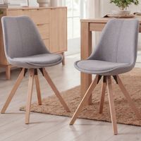 FineBuy 2er Set Esszimmerstühle Retro Stuhl Küchenstühle Stoff Stühle – Ansicht 1